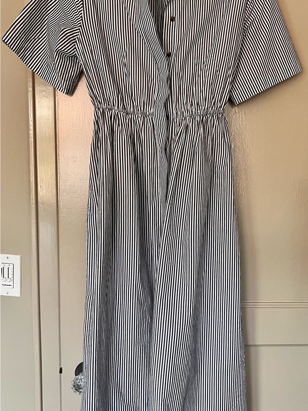 Banana Republic Poplin Open-Back Midi Shirt Dress.